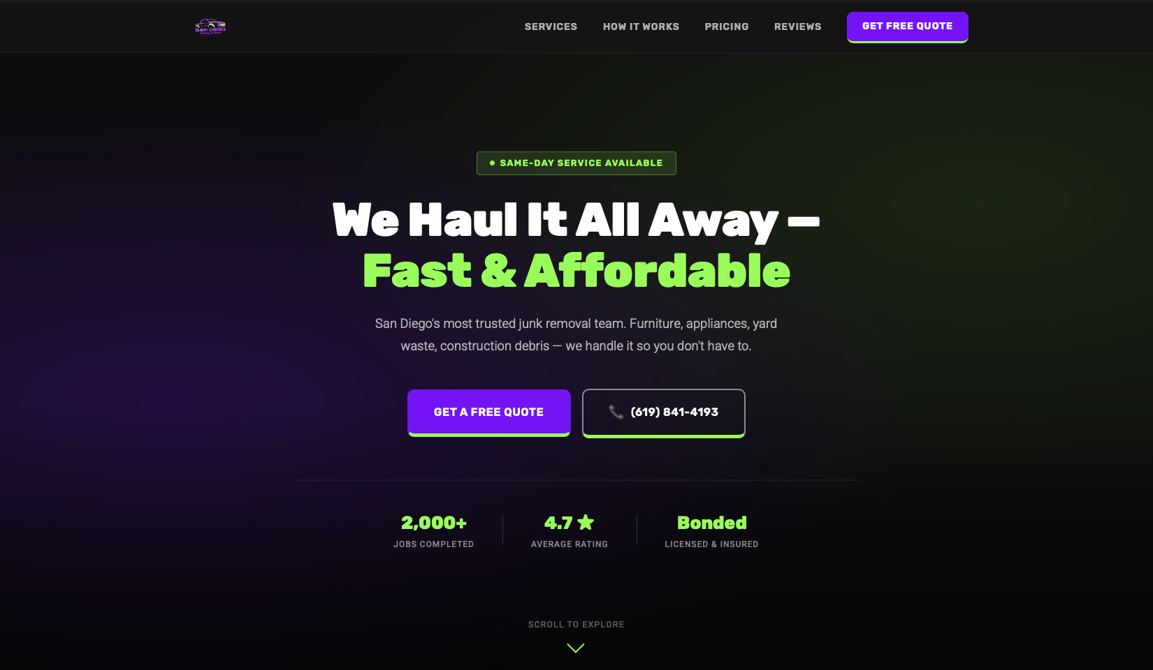 SD Hauling and Demo website